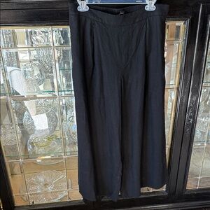 Banana Republic Black Wide-Leg linen blend Cropped Gaucho Pants size medium
